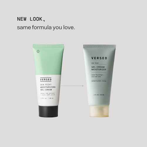 Versed Dew Point Gel Moisturizer For Face - Antioxidant-Rich Gel Cream with Green Tea Extract + Aloe Leaf Juice - Fast Absorbing, Non-Greasy Hybrid Facial Cream for Dry Skin, Vegan (2 fl oz)