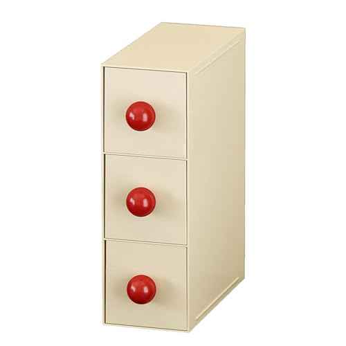 Stackable drawer with 3 Drawers, Bathroom Storage Organization, Makeup Organizer for Nail Polishes, Liquid Foundation, Lipsticks, Powder Puff, Beige