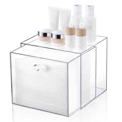 Disposable Face Towel Container Box Compatible with Clean Skin Club Clean Towel XL, AcrylicTowel Storage Bin with Drawer, Makeup Organizer stackable holder, Ideal for Vanity, Bathroom Organization