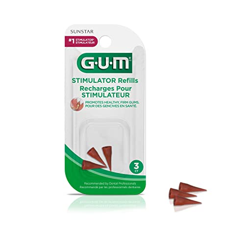 GUM Stimulator Permanent Handle - Long Handled Massager Remove Plaque & Promote Health (Handle + 2 Refill Packs)