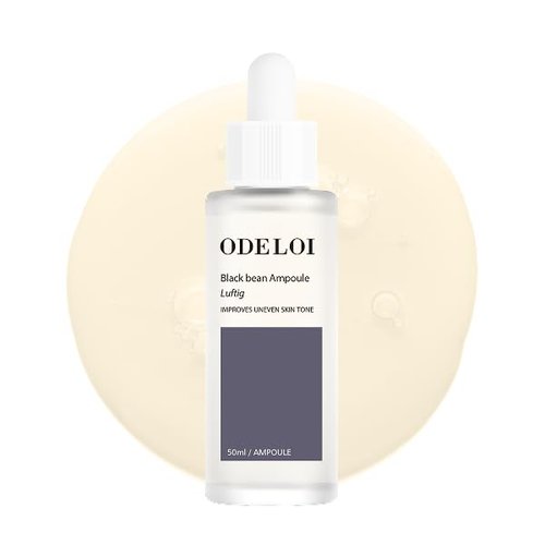 ODELOI Black bean 74% Ampoule Luftig 1.69 fl.oz / 50ml, Skin Calm Ampoule with Skin Vitalizing, for Sensitive and Combination Skin, Mild Ampoule for Face, Korean Skin Care