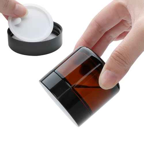 2oz Small Travel Containers with Black Lids,6 Pack Amber Glass Jars with Mini Disposable Spatula for Toiletries£¬Travel Storage£¬Makeup Beauty Products, Lotions, Powders and Ointments