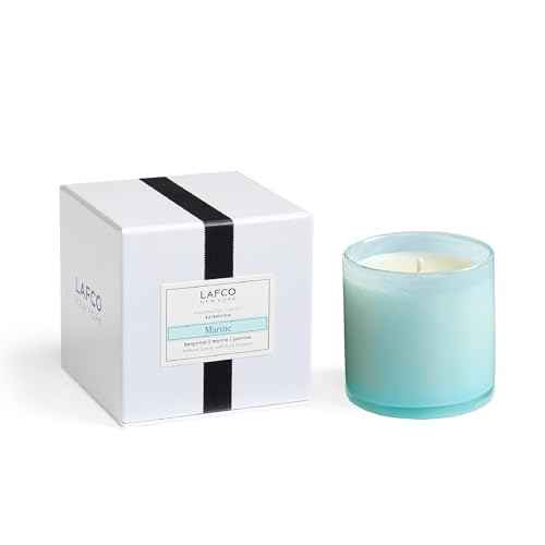 LAFCO New York Classic Candle, Marine - 6.5 oz - 50-Hour Burn Time - Reusable, Hand Blown Glass Vessel - Made in The USA
