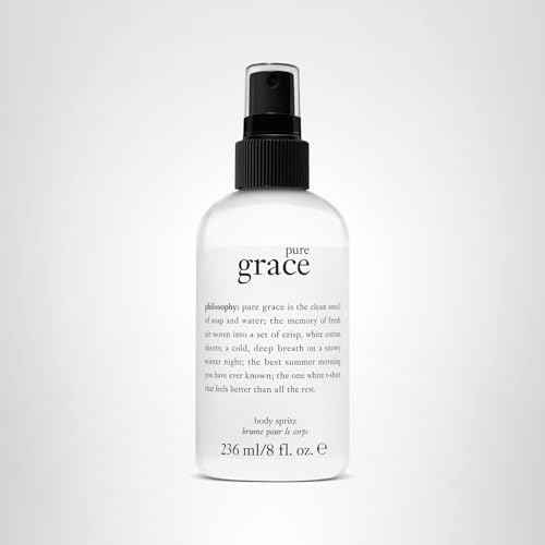 philosophy pure grace body spray - crisp & clean women's scent - with notes of water lily, leafy greens & musk - luxury body spritz for women - long lasting fragrance - 8 fl oz.
