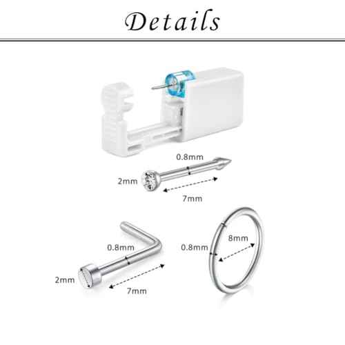 TOKRING Nose Piercing Kit - 2 Packs Self Piercing Gun with Studs & Rings, Disposable Safety Nose Piercing Gun Kit