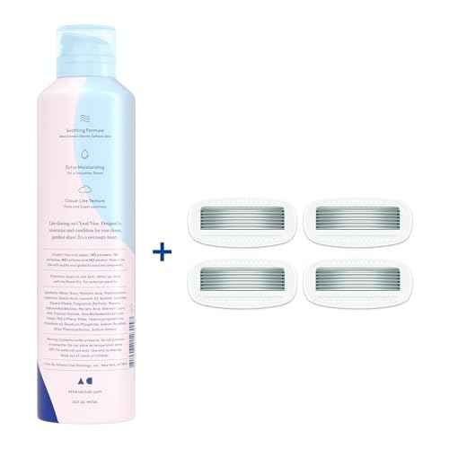 Athena Club Women's Extra Gentle Cloud Shave Foam + 4 Razor Blade Refills, Shaving Gel, Petal Bloom Scent