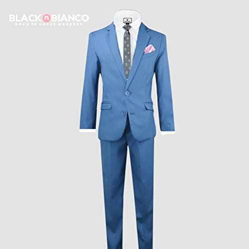 Black n Bianco Boys Slim Fit Suit Rosefia Style Five Piece Set