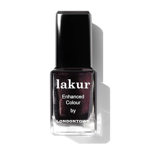 LONDONTOWN lakur Nail Polish - Chip-Resistant, Non-Toxic, Conditions & Hydrates Nails | Shimmery Pinot Noir Purple, Spilled Wine, .40 fl oz