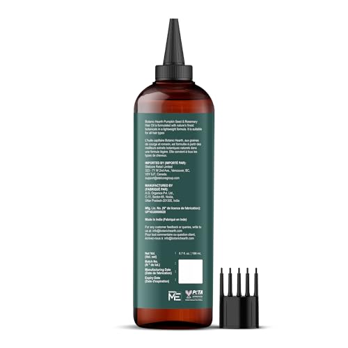 Botanic Hearth 100% Pure Rosemary Oil For Hair Growth | Infused with Pumpkin Oil | Hair Oil Repairs Dry Damaged Hair, Strengthening, Healthier - Hair Tonic, 6.7 fl oz