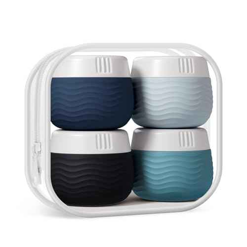 Yinke Silicone Cream Jars, TSA Approved Travel Size Containers, Leak-proof Travel Essentials/Accessories with Lid for Cosmetic Face Body Cream (4 Pack)