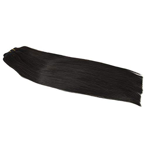 Clip In Hair Extensions Real Human Hair Dark Brown Straight Thick End 18 20 22" 100gm (18", 2#-Dark Brown)