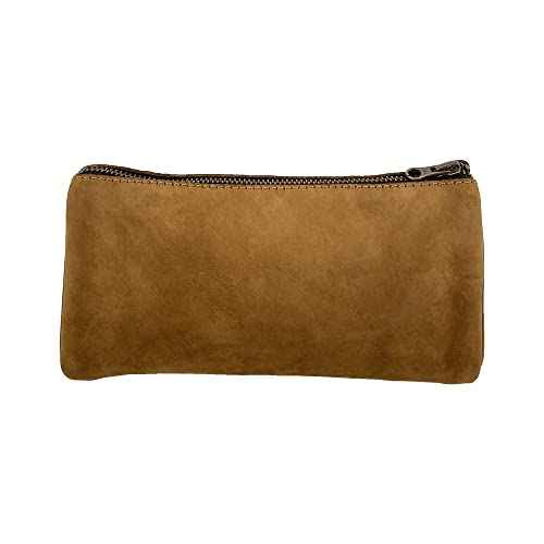 Hide & Drink, Travel Triangular-Shaped Toiletry Bag, Rustic Handbag, Full Grain Leather, Handmade, Old Tobacco