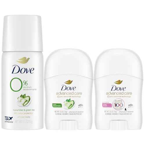 Dove Travel Deodorant for Women Variety 3-Pack ? Advanced Care Invisible, Cool Essentials Mini, Cucumber & Green Tea Spray