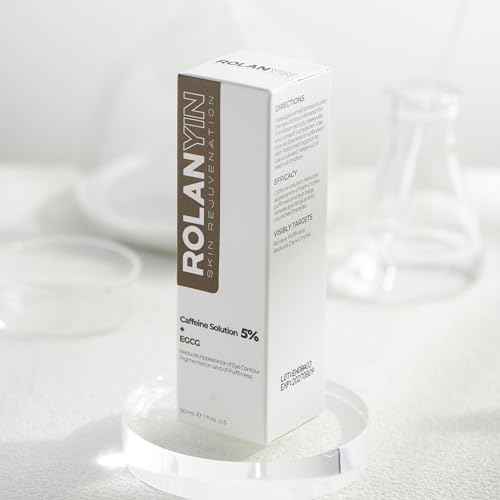 ROLANYIN Caffeine Solution 5% + EGCG Eye Serum for Puffiness Reduction Dark Circle Treatment Hydrating Firming and Soothing Anti Aging Nourishing Formula Eye Skin Care 1 Fl.Oz