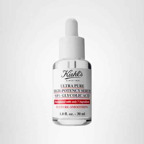 Kiehl's Ultra Pure High-Potency 9.8% Glycolic Acid Serum, Concentrated Face Serum to Exfoliate for Glowy Skin, Visibly Smooths Skin Texture & Boosts Skin Glow, All Skin Types, Fragrance-free - 1 fl oz