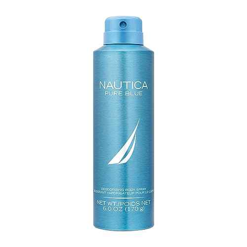 Nautica Pure Blue Deo Body Spray 6 fl oz (Pack of 1), Notes of Eucalyptus, Leather, and Vanilla, Men's Fragrance, Long Lasting, Everyday Fragrance