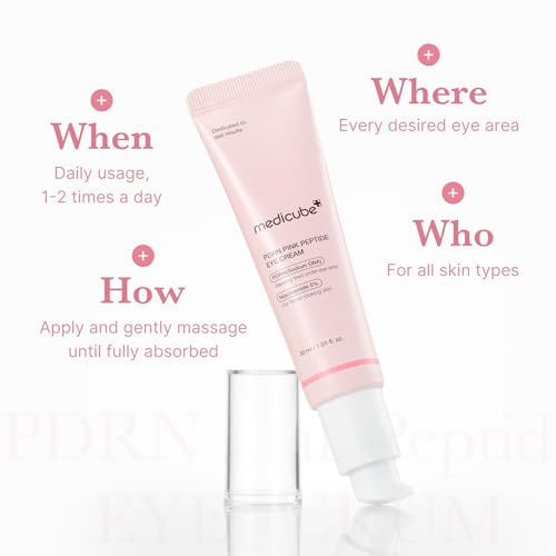 medicube Salmon DNA PDRN Pink Peptide Eye Serum with Niacinamide and 99% Purity Retinol for Fine Lines, Uneven Skin Tone, Korean Skin Care 1.01fl.oz