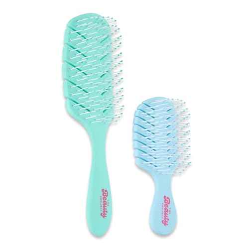 2 Pack Detangling Brush for All Wet or Dry Hair Types - Pain-Free Brushing, Vented Hair Brush - Lightweight Handle - Mommy and Me Brush Set (Green Blue)