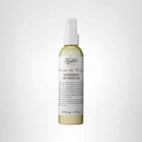 Kiehl's Creme de Corps Nourishing Dry Body Oil, Lightweight Body Oil Spray for Soft & Smooth Skin, with Squalane & Grape Seed Oil, Absorbs Quickly, Residue-free, Vanilla & Almond Scent - 5.9 fl oz