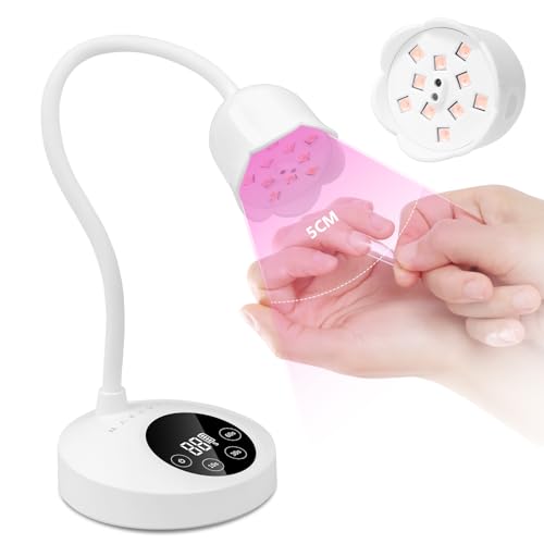 Makartt Mini UV Light for Gel Nails Polish Luminoza 30W Rechargeable LED Nail Dryer Lamp with 4 Timers & Auto Sensor, Fast Curing Goosenecks Lamp for Home DIY Manicure, Black & White