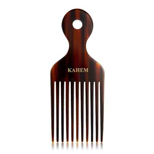 KAHEM Wide Tooth Pick Comb for Long, Thick, Curly Hair - 6.89 Inch Detangling and Lifting Comb for Women and Men's Hair Styling