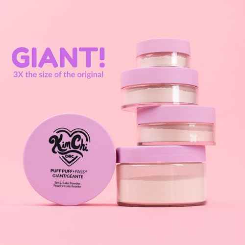 KimChi Chic Giant Puff Puff Pass Set & Bake Powder - Loose Setting Powder with Rice & Vitamin E, Finely Milled for All Day Wear, Translucent 80g
