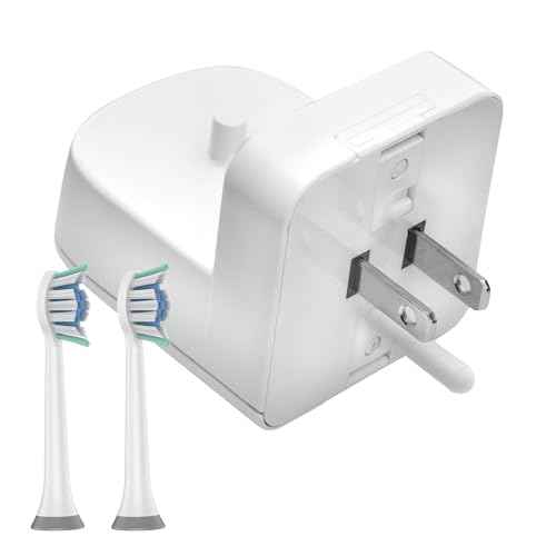 Electric Toothbrush Wall Charger for US Socket for Philips 1000 to 7000 Series | Portable Philips Charging Station, Wireless, IPX7 Seal, with 2 Compatible Toothbrush Heads