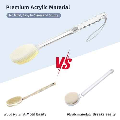 Back Scrubber Long Handle for Shower,Back Brush Dual-Sided with Stiff and Soft Bristles,Body Exfoliator for Bath or Dry Brush