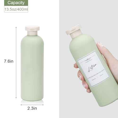 Travel Shampoo Bottle, Empty Plastic Squeeze Bottles 13.5oz with Flip Cap, Lotion Container for Toiletries Travel Size Shampoo and Conditioner (2 pack blue, 2 pack green)