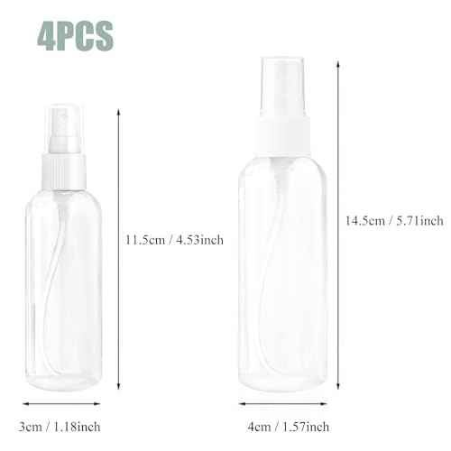 Small Spray Bottle, Spray Bottles, Clear Empty Fine Mist Plastic Mini Travel Bottle Set, Small Refillable Containers, 2 * 50ml, 2 * 100ml