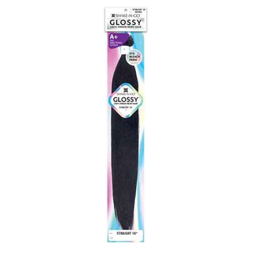 Shake N Go Virgin Remy Hair Weave Glossy Straight 20" (Color : Natural)