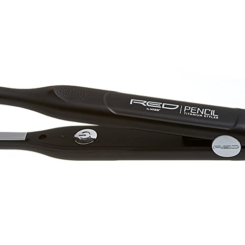 RED by KISS Titanium Styler Pencil Flat Iron 3/10" ? Ultra-Precise Edge & Pixie Cut Styling, 450¡ÆF Max Heat, Frizz-Free, Instant Temperature Control, Professional & Home Use