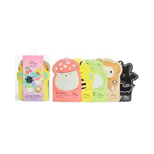 TONYMOLY x Squishmallows Self-Care Slumber Squad Sheet Mask Set ? 5 Piece Korean Skincare Gift Set with Face & Foot Masks for Hydrating, Soothing, Brightening & Nourishing Skin