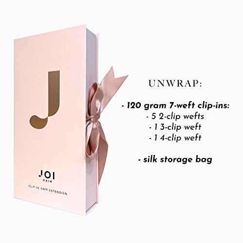 Clip-In Hair Extension Set by Joi Hair, Clip Sewn Machine Weft, Premium Remy Human Hair, Full Set for Full Head, 120g, 160g, 220g 20" (120 Grams Joi Full for Fine Density, #6 Chestnut Brown)