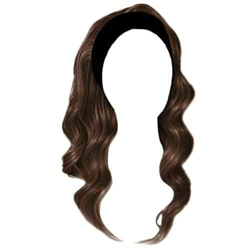 Kim Kimble 20" Wavy Waves Headband Wig, Long Layered Hair With Black Headband and Comb Clip, 3/4 Cap - Average Cap Size, MC8 29SS Chocolate Toffee