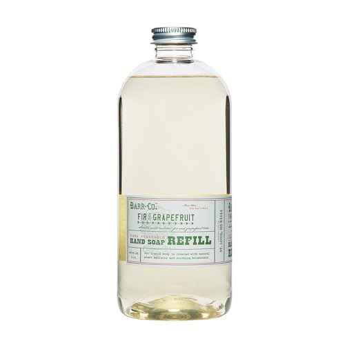 BARR-CO. Hand Soap Refill ? Natural Liquid Soap with Moisturizing Botanicals, Vegan & Plant-Based, Refreshing Citrus & Balsam Scent, for Kitchen & Bathroom, Fir & Grapefruit 32fl oz