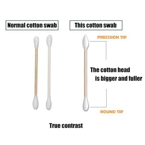 Thick Cotton Swabs,XL Size Natural Bamboo Cotton Buds,Precision & Round Tip 252pcs