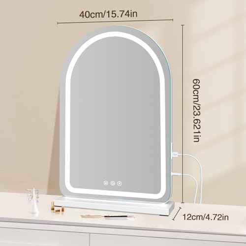16" x 23.6" Large Makeup Vanity Mirror with Lights for Dressing Room and Bedroom,3 Color Modes,Memory Function