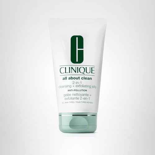 Clinique All About Clean 2-in-1 Cleansing + Exfoliating Jelly, Face Wash & Exfoliator With Salicylic Acid For All Skin Types, 5 Fl Oz