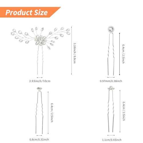 Gingbiss Wedding Hair Accessories Set for Bridal, Silver Pearl Rhinestone Hair Pins Wedding Hair Comb for Brides Bridesmaids Women Girls