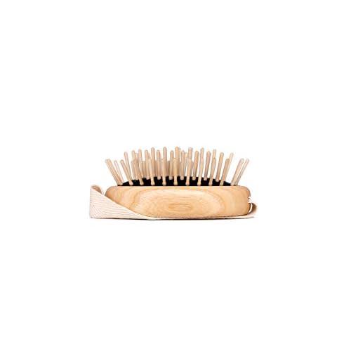 TEK ? Scalp Massage Brush with Strap in Ash Wood Handmade in Italy ? Stimulates Hair Growth, Ideal for Shampoo and Anti-Hair Loss Lotions ? 8.5 x 5 cm ? Vegan and Sustainable