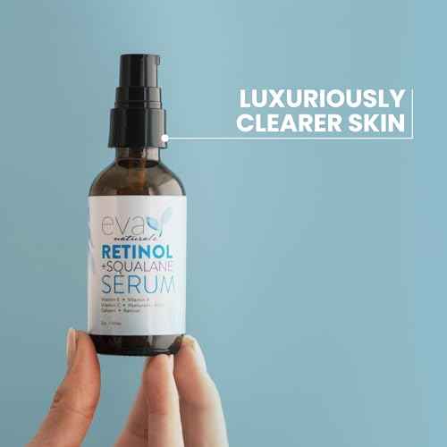 Eva Naturals Retinol + Squalane Serum ? Anti Aging Face Serum for Wrinkles, Collagen Boost, Eye & Night Use ? Retinoid Skin Care for Acne, Pores, Dark Spots & Sensitive Skin