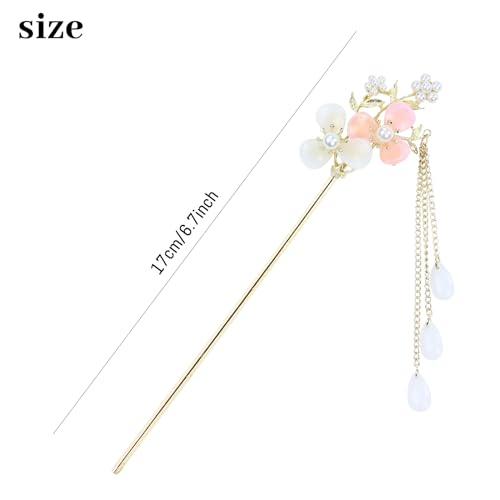 inSowni 8 Pieces Retro Vintage Asian Japanese Chinese Hanfu Gold Metal Flower Hair Sticks with Pearl Pendants Fishtail Lotus Butterfly Long Hair Pins Forks Chopsticks Bun Updo Holders for Women Girls