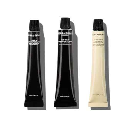 Grown Alchemist On-The-Go Essentials Kit. Restorative Hand Cream (20ml), Hydra Restore Day Cream (12ml), Hydra Retore Lip Balm (12ml)