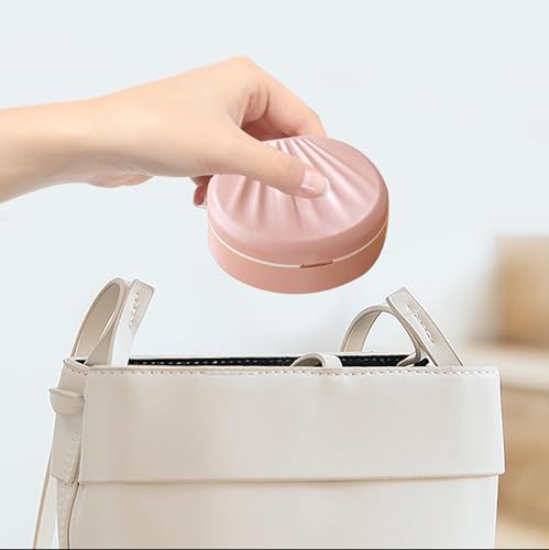 LCFALO Denture Case, Denture Case - With Mirror Convenient Denture Bath for Soaking and Cleaning for Full Dentures (pink)