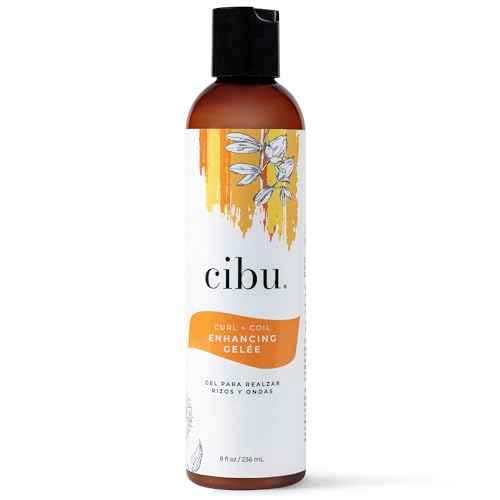 CIBU Curl + Coil Enhancing Gel?e - Curl Defining Gel for Curly Hair and Wavy Hair - Lightweight Gel with Argan, Jojoba and Sunflower Oil to Reduce Frizz and Hold your Style Longer - 8 ounces