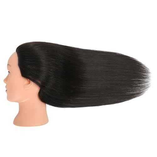 FUTAI Natural 28 Inch 100% Human Hair Mannequin Head with Table Clamp Stand for Hairdresser Practice Braiding Styling Manikin Cosmetology Doll Training Head Bleaching Dyeing Curling Cutting Display