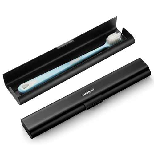 Aluminum Toothbrush Travel Case, Portable Travel Toothbrush Holder, Durable Manual Toothbrush Box Container for Traveling, Bathroom, Camping, Business Trip-Black