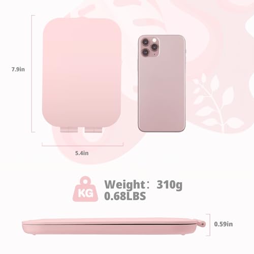 Travel Makeup Mirror, Portable Mirror with 3 Adjustable Light Settings, USB-Rechargeable Vanity Mirror with Lights£¬Gift for Women and Girls (Pink)
