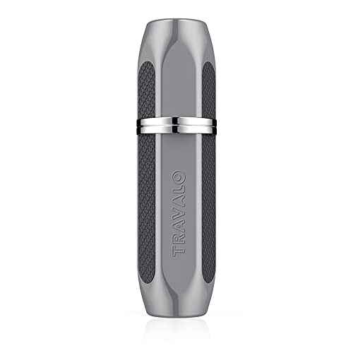 Travalo Vector Travel Perfume Atomizer with U-Change System - Leak-Proof and TSA Approved for Air Travel - Stylish Mini Perfume Refillable Bottle with Case - Silver 0.17oz